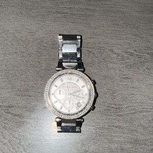 Michael Kors Silver Crystal-Embellished Watch